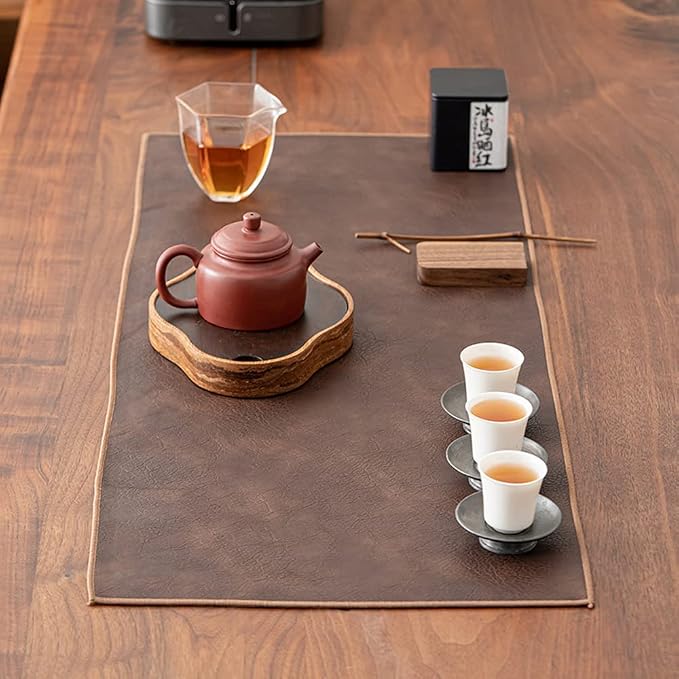 Waterproof PU Leather Table Runner, 12×20 Inch Vintage Coffee/Tea Mats by COMFEELING