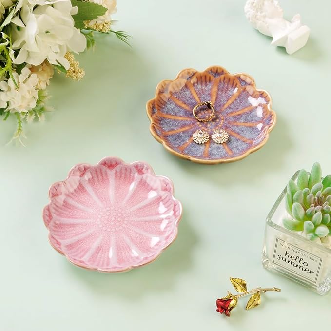 Lotus Ring Holder Dish Small Indoor Ash Tray, Ceramic Dessert Plate Trinket - Image 5