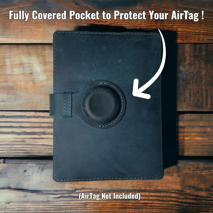 Genuine Leather AirTag and Moto Tag Passport Holder and Wallet for Men and Women RFID Blocking for Secure Traveling and Documentation Organizer (Blue)