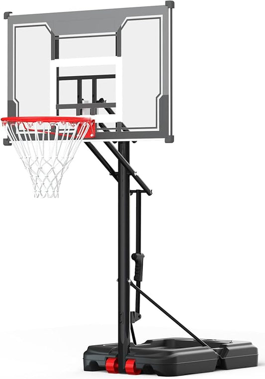 Mayfire Kids Basketball Hoop Adjustable Height 4-8.5 FT, Portable Basketball Goal System with 33'' Shatterproof Backboard for Kids Youth Teens in Driveway, Backyard, Outdoor Play