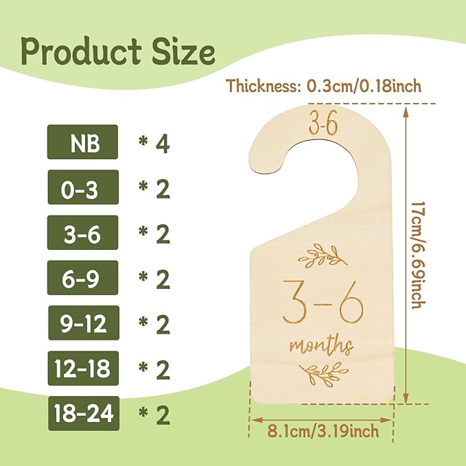 16Pcs Baby Closet Dividers Cute Baby Clothes Organizer Double Face Baby Closet Organizer for Clothes Organizer Wooden Baby Closet Dividers for Infant to Toddler