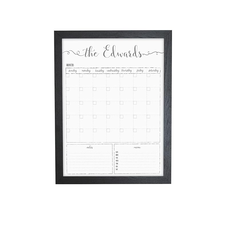 Customized Dry Erase Whiteboard Framed Calendar, Wet Erase or Dry Erase calendar for wall, 18x24 or 24x36 Wall Calendar, Monthly Calendar, Family Name Calendar