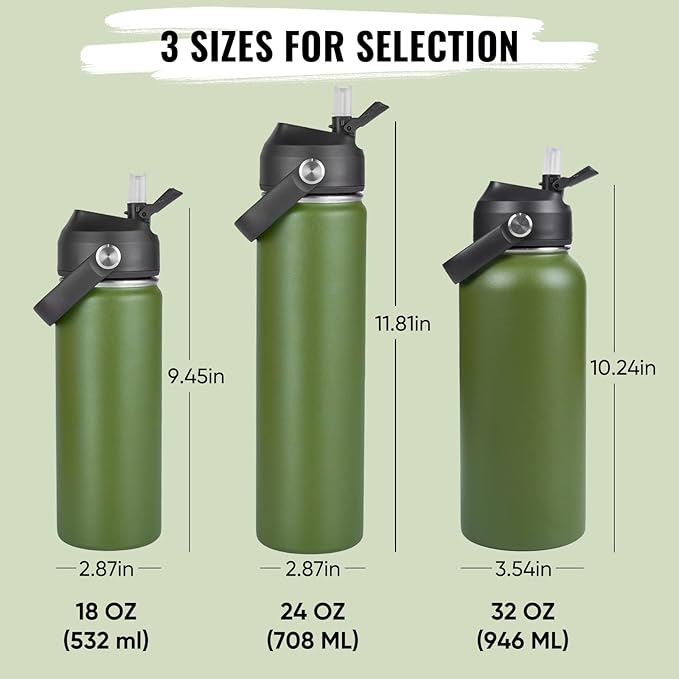 Fijinhom 24oz Insulated Stainless Steel Water Bottle, Wide Mouth Double Wall - Image 2