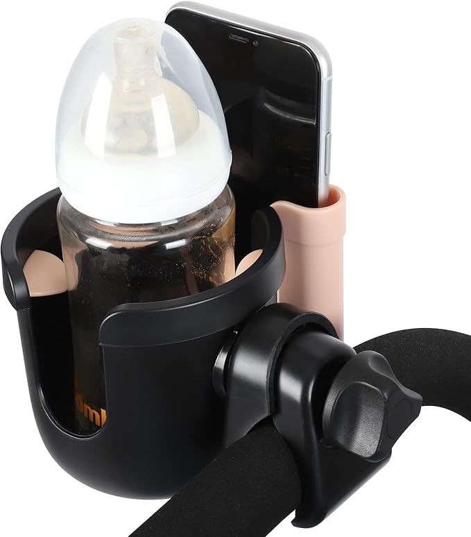 Accmor Stroller Cup Holder with Phone Holder, Bike Cup Holder, Universal Cup Holder for Uppababy Nuna Doona Strollers, 2-in-1 Cup Phone Holder for Stroller, Bike, Wheelchair, Walker, Scooter