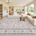10x14 Area Rug for Living Room: Vintage Boho Neutral Washable Rug Indoor Soft by Luxturiy