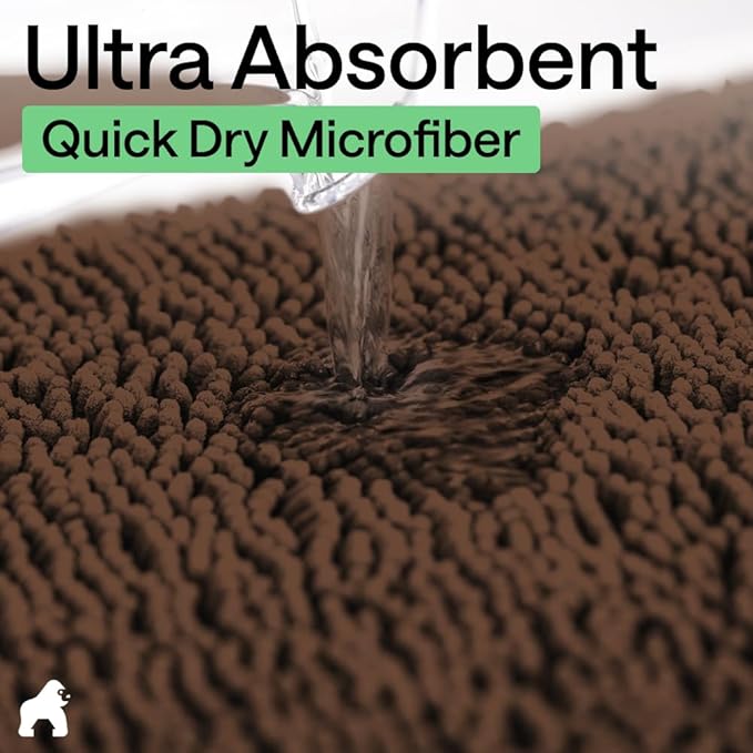 GORILLA GRIP Bath Rug Mat, Thick Soft Absorbent Chenille, Quick Dry Microfiber - Image 5
