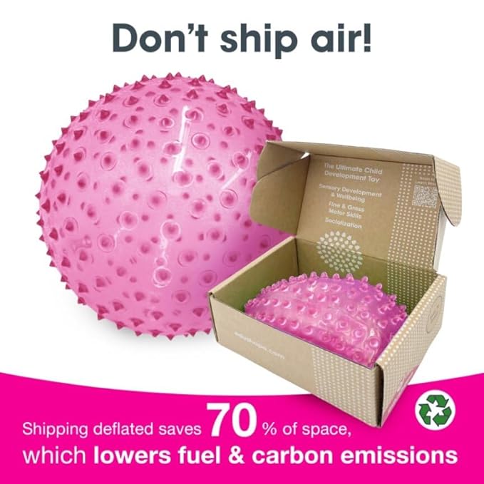 Edushape Original Sensory Ball - 7" Transparent Pink Baby Ball for Gross Motor Skills Development (6 Months & Up)