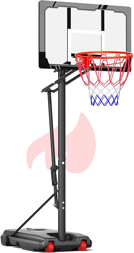 Mayfire Kids Basketball Hoop Adjustable Height 4-8.5 FT, Portable Basketball Goal System with 33'' Shatterproof Backboard for Kids Youth Teens in Driveway, Backyard, Outdoor Play