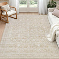 6x9 Area Rugs for Living Room: Vintage Boho Neutral Washable Rug Indoor Soft by Luxturiy