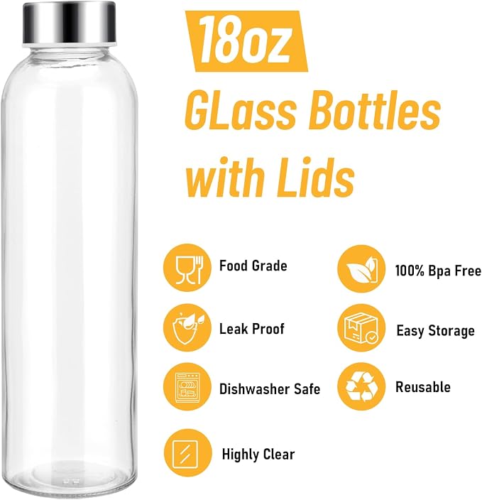 Sursip 18 oz Glass Water Bottles - Image 4
