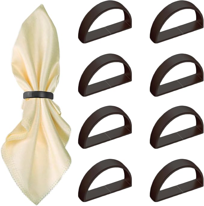 8 Pcs Black Napkin Rings by GERILKAI