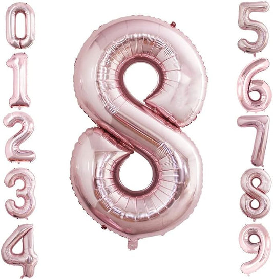 GOER 2 Pcs 42 Inch Rose Gold Foil Balloons Number 8,Huge Number Balloons for 8th 88th Birthday Party Supplies Anniversary Decorations
