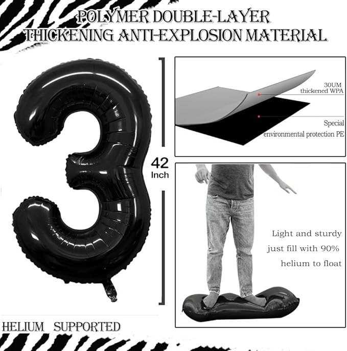 GOER Number 13 Balloons for 13th Birthday Sweet 13 Party Decorations,42 Inch Jumbo Foil Helium 31 Balloons for 31st Birthday Party Decoration (Black)