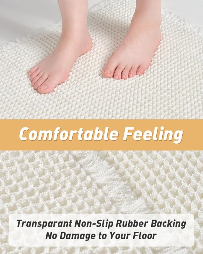 Upgraded Waffle Bath Mat Set of 2, Super Absorbent Non Slip Bath Mats - Image 3