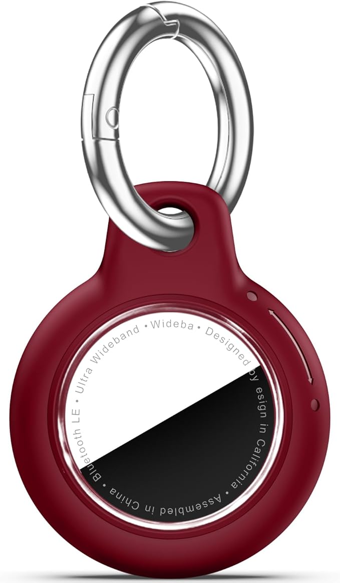 Upgrade Waterproof Airtags Holder with Apple Airtags Keychain, Hard PC Air Tag Case, Anti-Scratch & Shock Air tag Holder,Men's Women's Keyrings & Keychains, for Dog,Car Key,Luggage -Wine Red