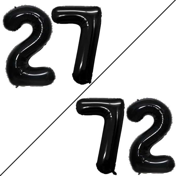 GOER Number 27 Balloons for 27th Birthday Party Decorations,42 Inch Jumbo Foil Helium 72 Balloons for 72nd Birthday Party Decoration (Black)