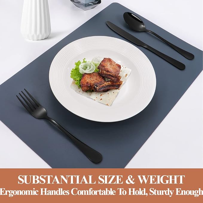 40 Pcs Black Silverware Set for 8, Food Grade Stainless Steel Flatware Set - Image 6