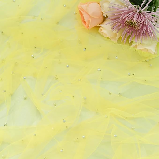 Artoid Mode Pearl Yellow Gauze Table Runner 120 Inch, Seasonal Sheer Dining - Image 4