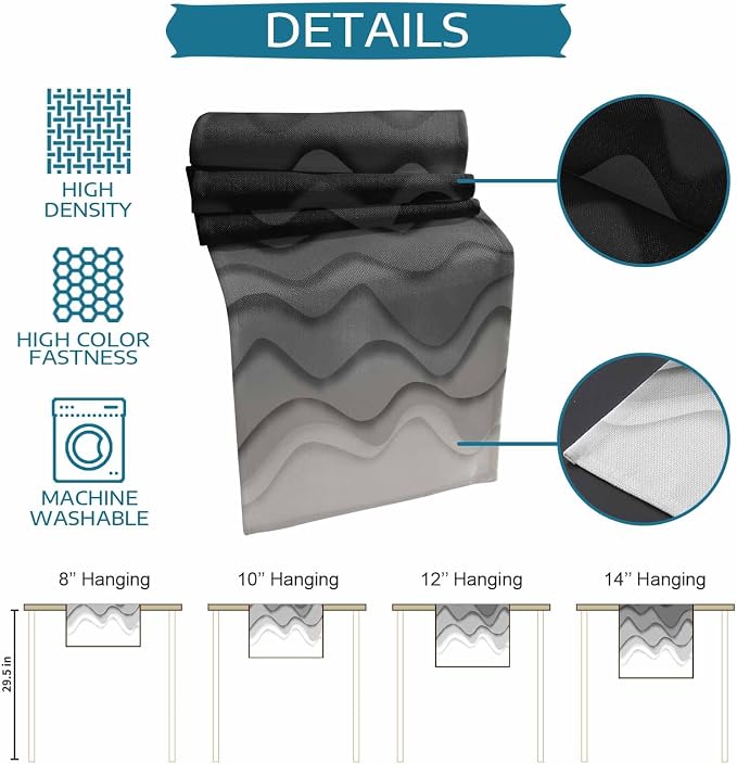 Grey Ocean Table Runners 120 Inches Long, Cotton Linen Fabric Table Runner - Image 7