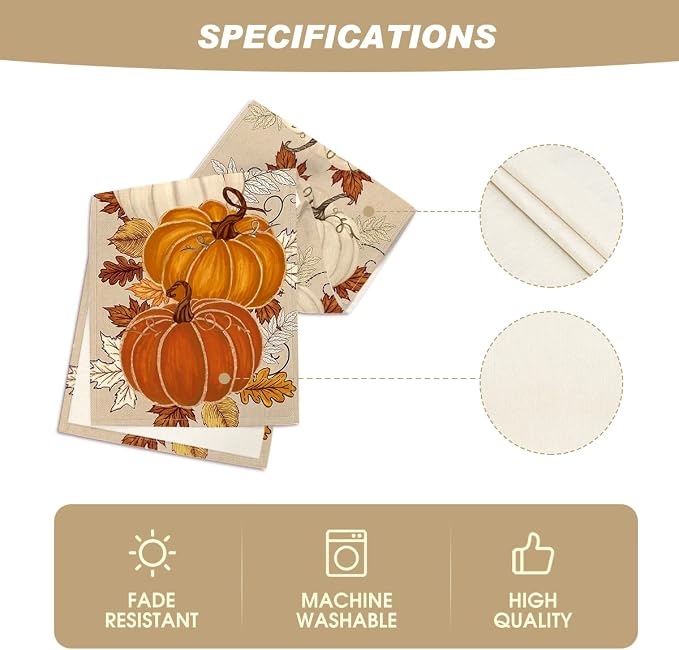 Artoid Mode 210 GSM Fall Table Runner 13x120 Inch Home Party Decor | Orange - Image 5