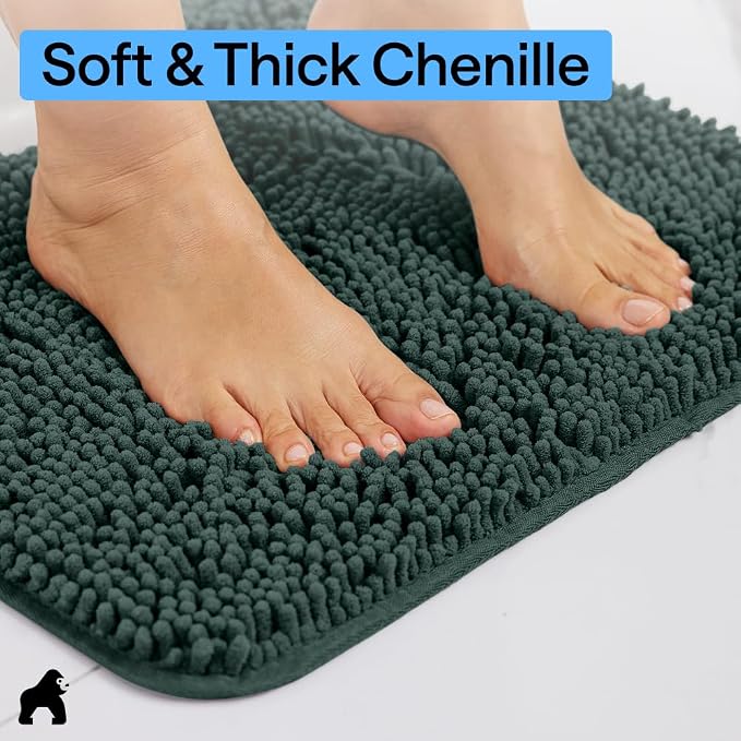 GORILLA GRIP Bath Rug Mat 30x20, Thick Soft Absorbent Chenille, Quick Dry - Image 4