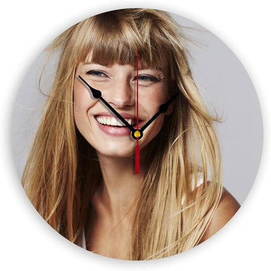 Generic Custom Clocks for Walls Personalized Clocks with Picture, 10inch-25cm Round Silent Wall Clock, Modern Style for Living Room, Unisex, Indoor Use, PVC Material