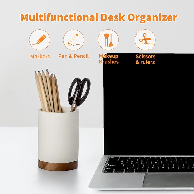 Ceramic Pen Holder for Desk, Pencil Cup, | Organizer and Makeup Brush Holder - Image 5