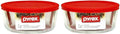 Pyrex 7203 Glass Bowl with Red Lid by Pyrex