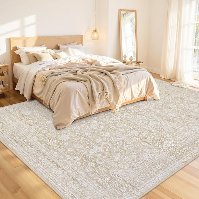 8x10 Area Rugs for Living Room: Vintage Boho Neutral Washable Rug Indoor Soft - Image 2