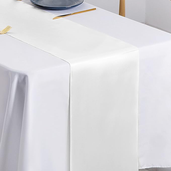 SiinvdaBZX 4 Pcs White Satin Table Runner 12 x 108 inches Long | Bright Smooth - Image 5