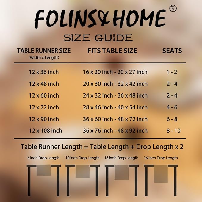 FOLINS&HOME Gold Waterproof Decorative Table Runner 36 Inches Long | 210GSM - Image 6