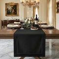 Signature Linen™ by D'Moksha Black Table Runner 132 Inches Long, 100% Pure Linen by DMokshaHomes