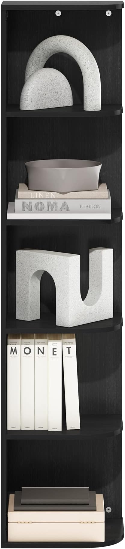 Furinno Pasir 5-Tier Corner Open Shelf Bookcase, Blackwood