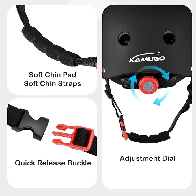 KAMUGO Kids Bike Helmet, Toddler Helmet for Ages 2-8 Boys Girls with Sports Protective Gear Set Knee Elbow Wrist Pads for Skateboard Cycling Scooter Rollerblading