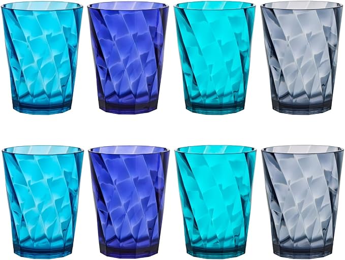 US Acrylic Optix Plastic Reusable Drinking Glasses 14oz Rocks Cups in Coastal by USAcrylic