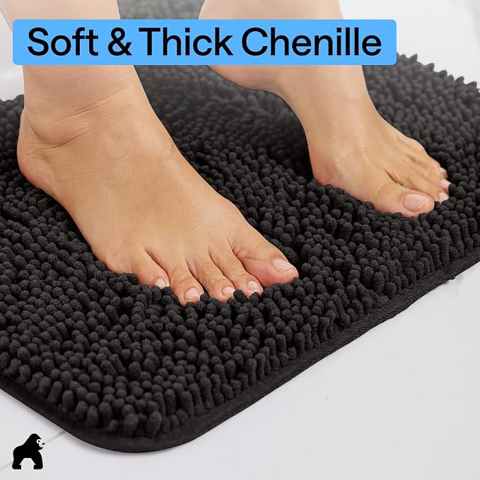 GORILLA GRIP Bath Rug Mat, Thick Soft Absorbent Chenille, Quick Dry Microfiber - Image 4