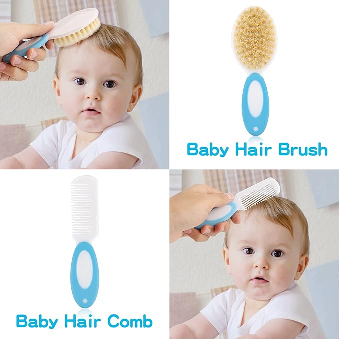 Baby Grooming Kit，Electric Safety Nail Trimmer Baby Nursery Kit，Infant Safety Care Set with Hair Brush Comb Nail Clipper Nasal Aspirator,Baby Essentials Kit for Newborn Girls Boys (21 PC-Blue Kit)