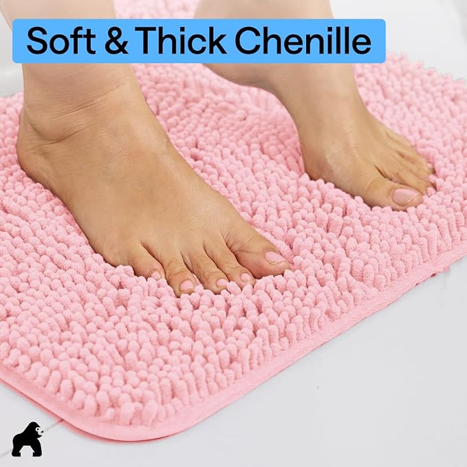 GORILLA GRIP Bath Rug Mat 36x24, Soft Absorbent Chenille, Quick Dry Microfiber - Image 4