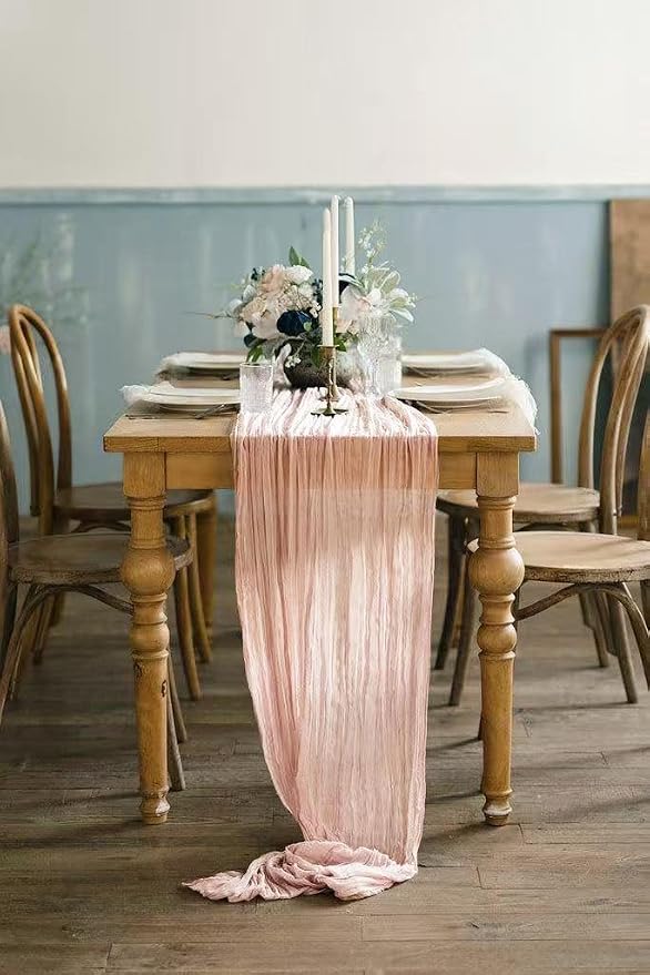 12Pack Light Pink Cheesecloth Table Runner 20x120inch Gauze Table Runners | - Image 8