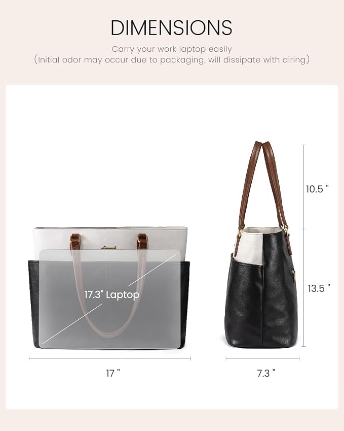 LOVEVOOK Work Tote Bags for Women, Embossed Retro Leather 17.3 Inch Laptop Bag - Image 5