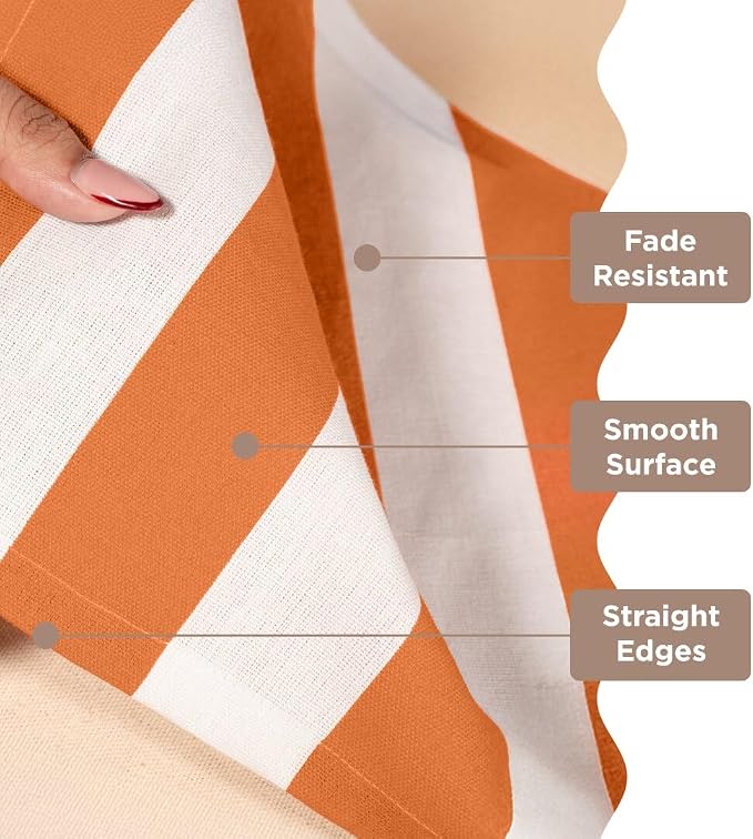 Folkulture Fall Table Runner 72 Inches Long | Orange & White Striped | Table - Image 4