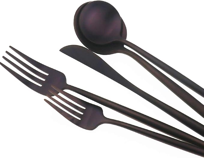 Matte Purple Silverware Set, Gugrida 5-Piece 18/10 Stainless Steel Satin Finish - Image 3