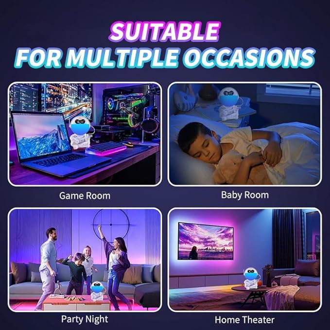 Astronaut Kids Sunrise Alarm Clock, 7 Dimmable Light Wake Clock for Teens, White Noise Bluetooth Speaker with 9 Soothing Sounds, Best Modern Alarm Clock for Heavy Sleepers, Adults, Boys in Bedroom