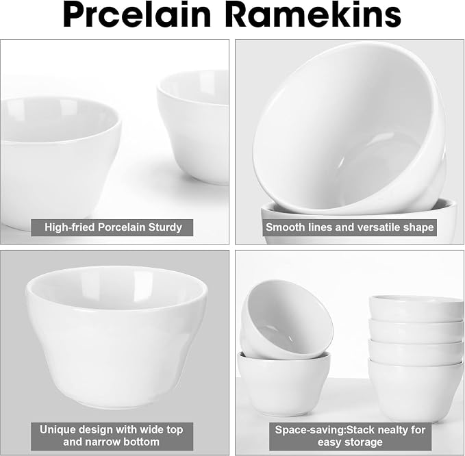 Patelai 18 Pack 8 oz White Ceramic Soup Bowls Soup Cups Porcelain Broth Cups - Image 3