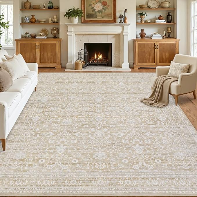 10x12 Area Rug for Living Room: Vintage Boho Neutral Washable Rug Indoor Soft - Image 8