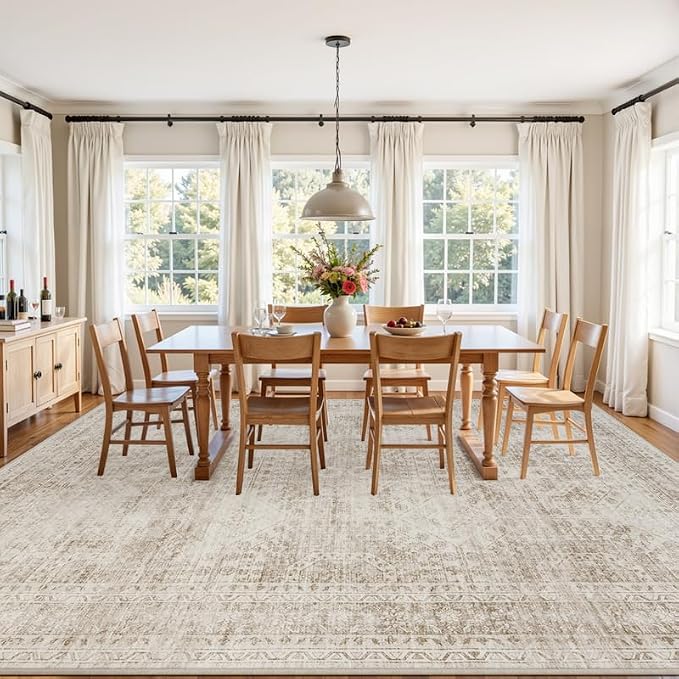 6x9 Area Rugs for Living Room: Vintage Boho Neutral Washable Rug Indoor Soft - Image 9
