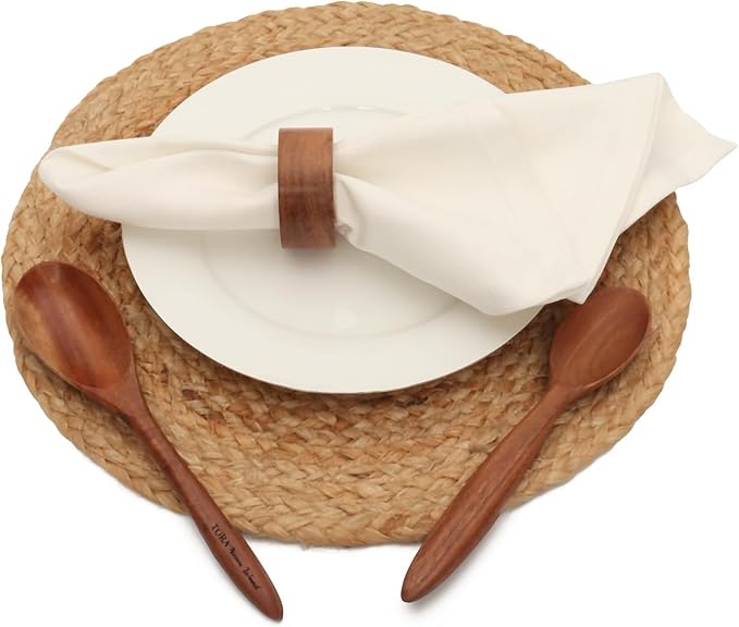 Handmade Acacia Wooden Napkin Rings Set of 12, Wood Napkin Holders - Image 3