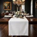 Signature Linen™ by D'Moksha White Table Runner 108 Inches Long, 100% Pure Linen by DMokshaHomes
