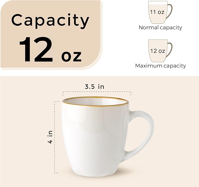 GBhome Ceramic Coffee Mugs Set of 4, 12oz Stoneware Coffee Mugs Set - Image 3