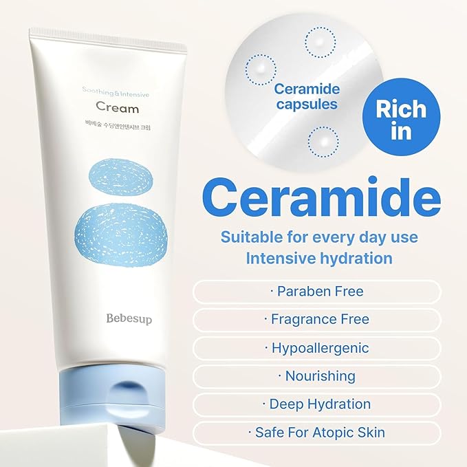 BEBESUP- 베베숲 100-Hour Moisture Barrier Baby Cream | Korean Skincare for Sensitive & Atopic Skin Ceramide Capsule Organic Rice-Infused Hypoallergenic Dermatologist Approved 6.76 fl oz
